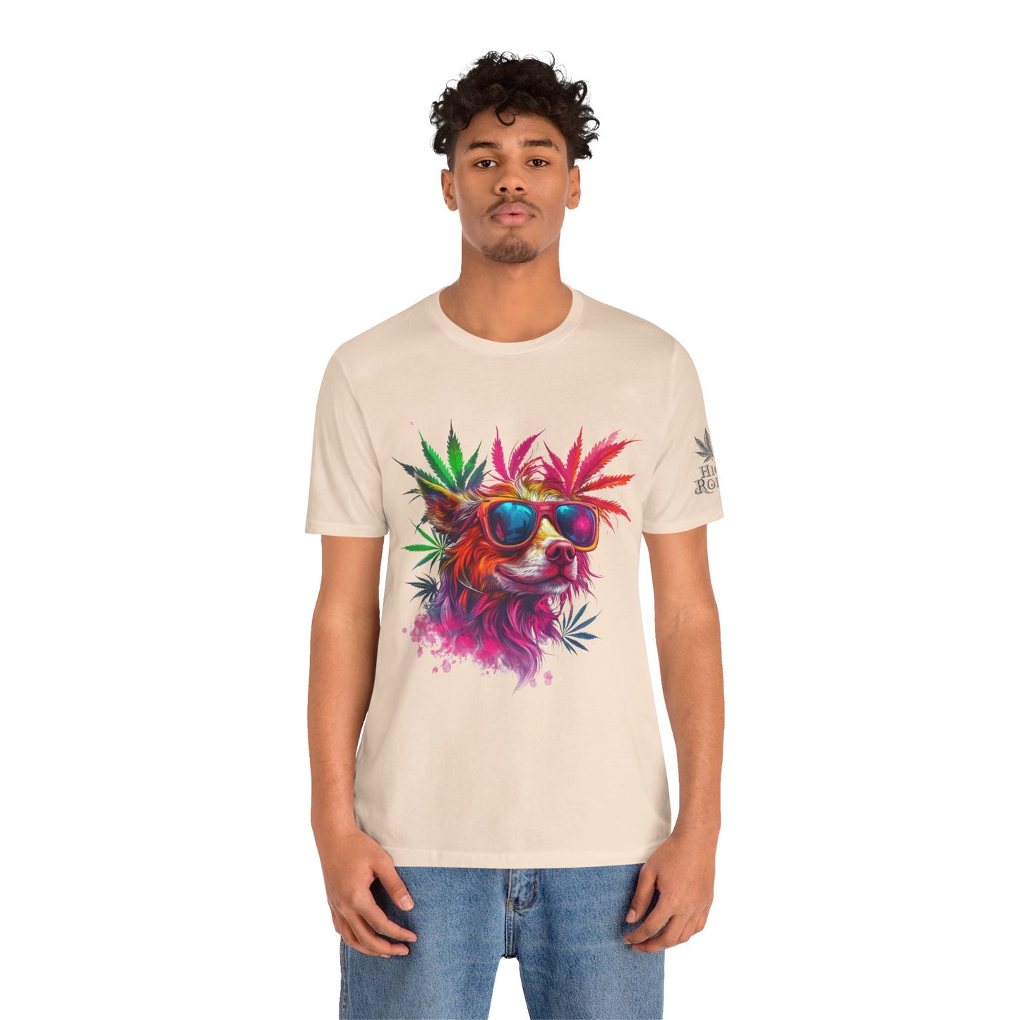 Spectrum Pup Tee - Premium Airlume Cotton Cannabis Culture Psychedelic Dog Art