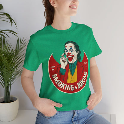 High Roller Villain T-Shirt - Premium Airlume Cotton Cannabis Joker Badge Art Tee