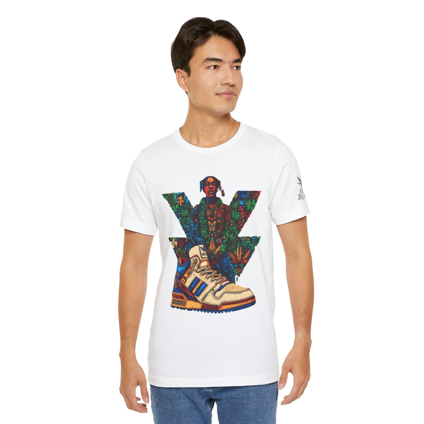 High Roller Trefoil Cannabis Sneaker T-Shirt - Premium 420 Hip-Hop Sneakerhead Street Culture Botanical Art Apparel