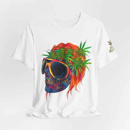 Psychedelic Skull Tee - Premium Airlume Cotton Cannabis Culture Rainbow Skull Art