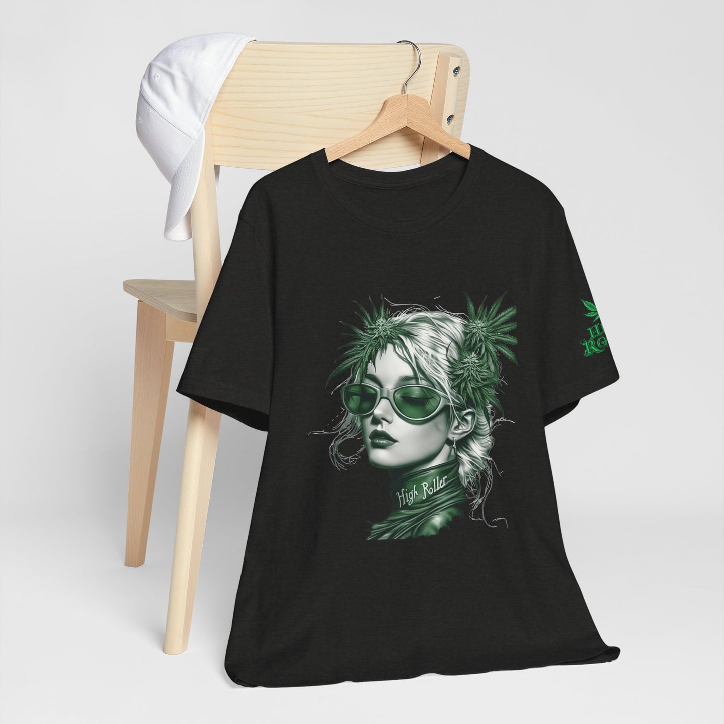 Green Queen T-Shirt - Premium Airlume Cotton Cannabis Crown Portrait Art Tee