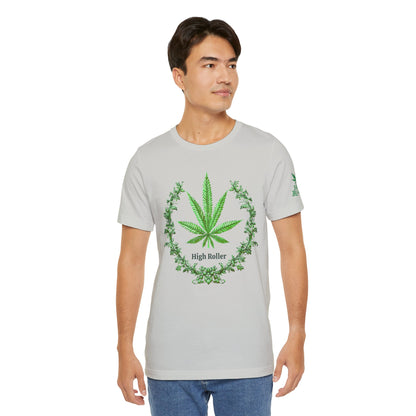 Cannabis Crest Wreath Tee - Botanical Elegance Art Design | High Roller