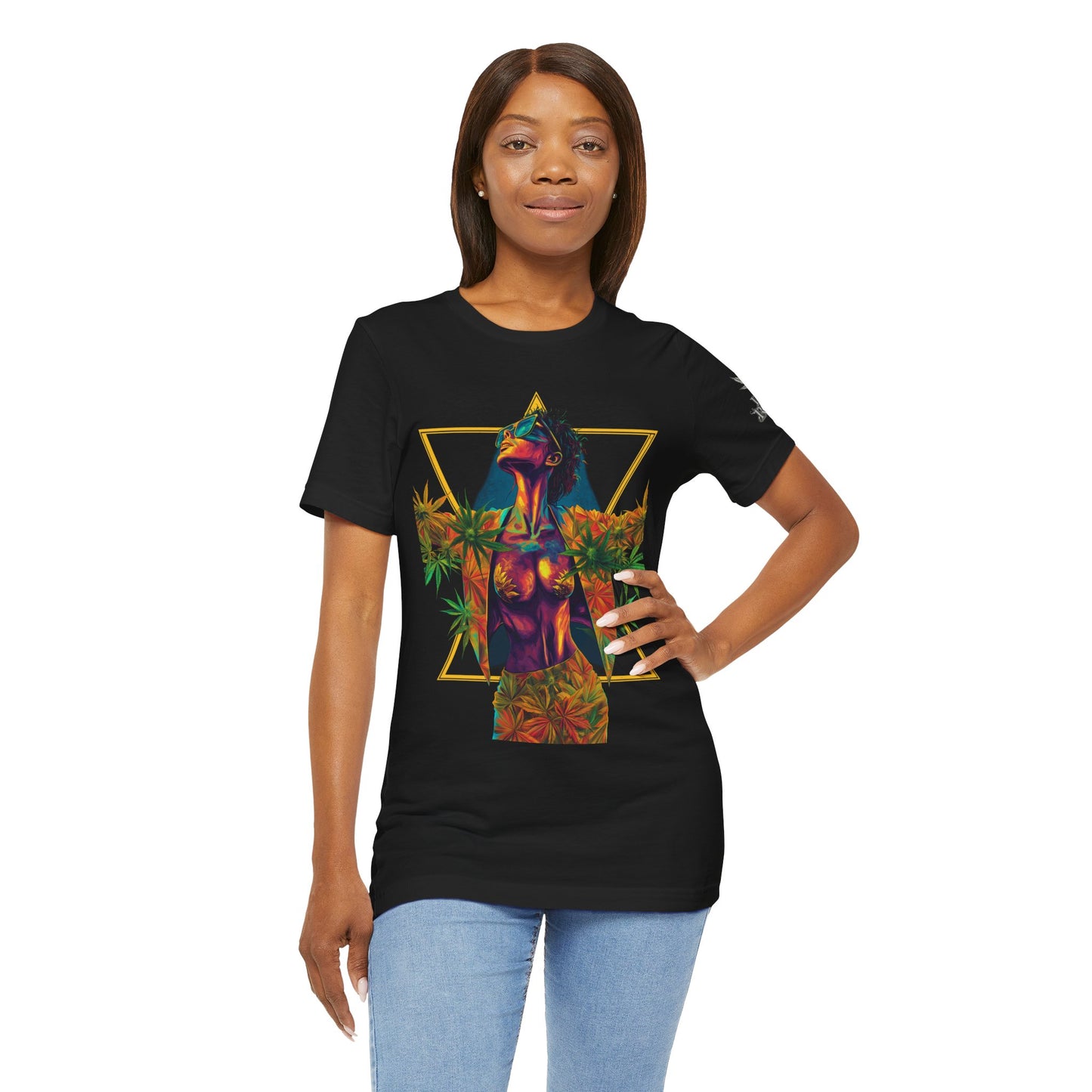 Cosmic Goddess T-Shirt - Premium Airlume Cotton Cannabis Sacred Geometry Psychedelic Tee