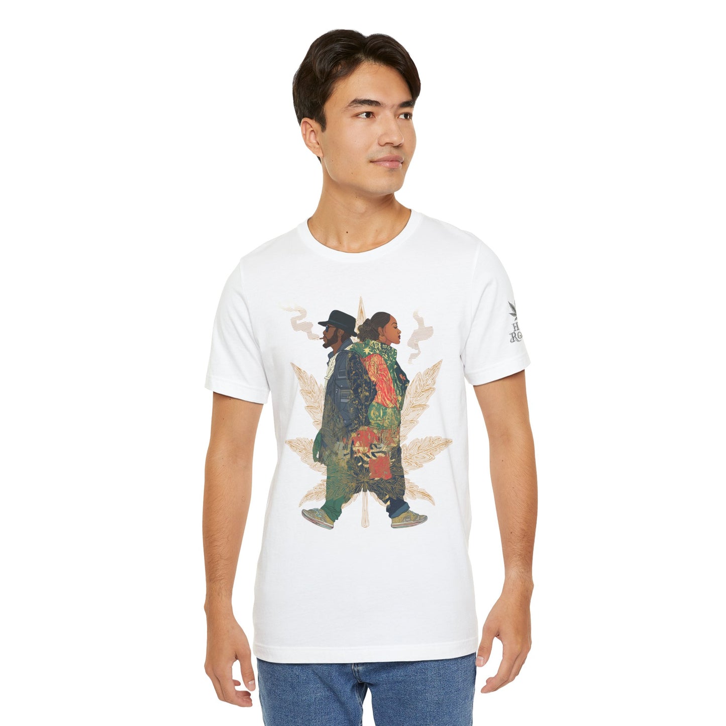High Roller Back to Back Cannabis T-Shirt - Premium 420 Hip-Hop Duo Golden Leaf Street Culture Partnership Unity Apparel
