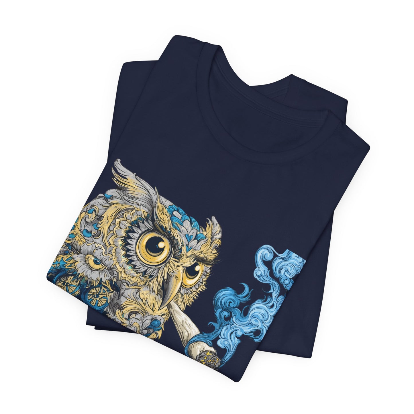 Baroque Owl Tee - Premium Airlume Cotton Cannabis Culture Ornate Bird Art