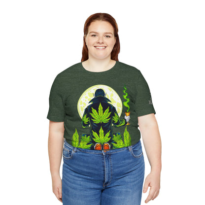 Luxury Gothic Cannabis Vampire T-Shirt - Premium Dark HIGH ROLLER Streetwear - Elevated Nocturnal 420 Fashion