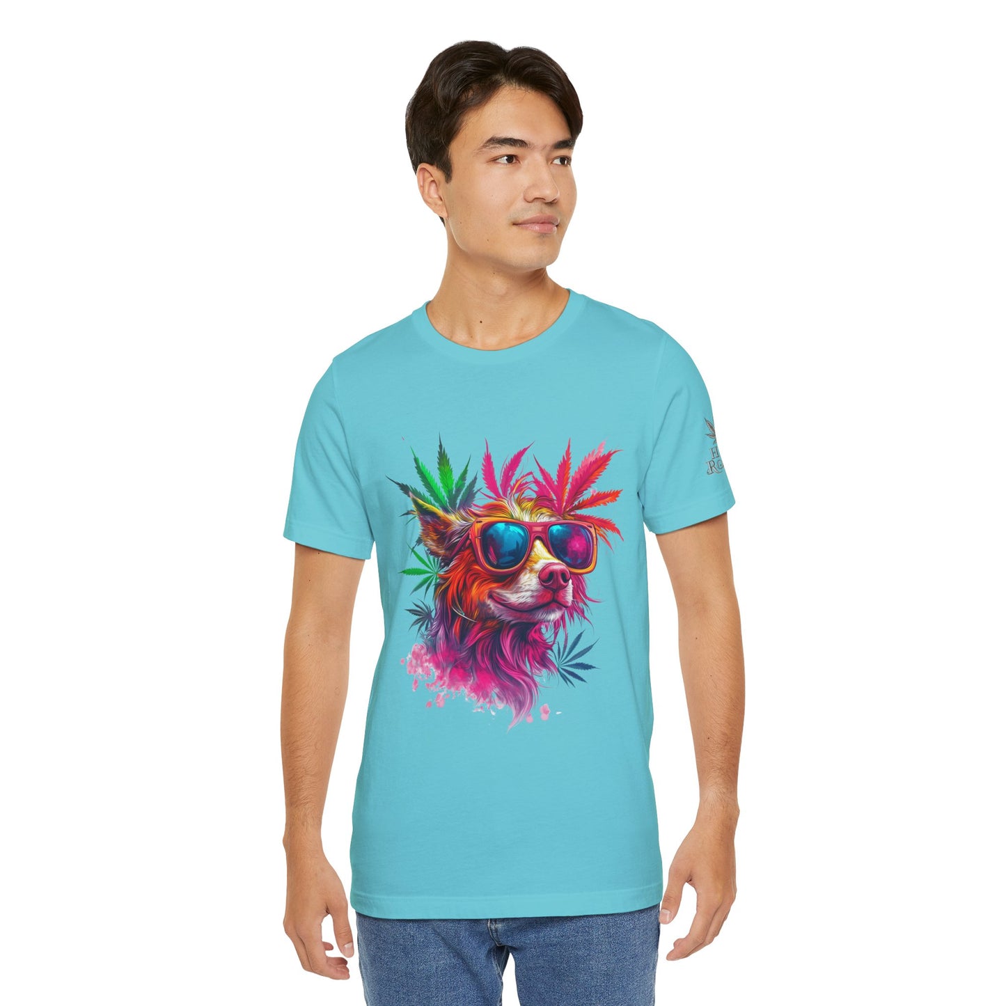 Spectrum Pup Tee - Premium Airlume Cotton Cannabis Culture Psychedelic Dog Art