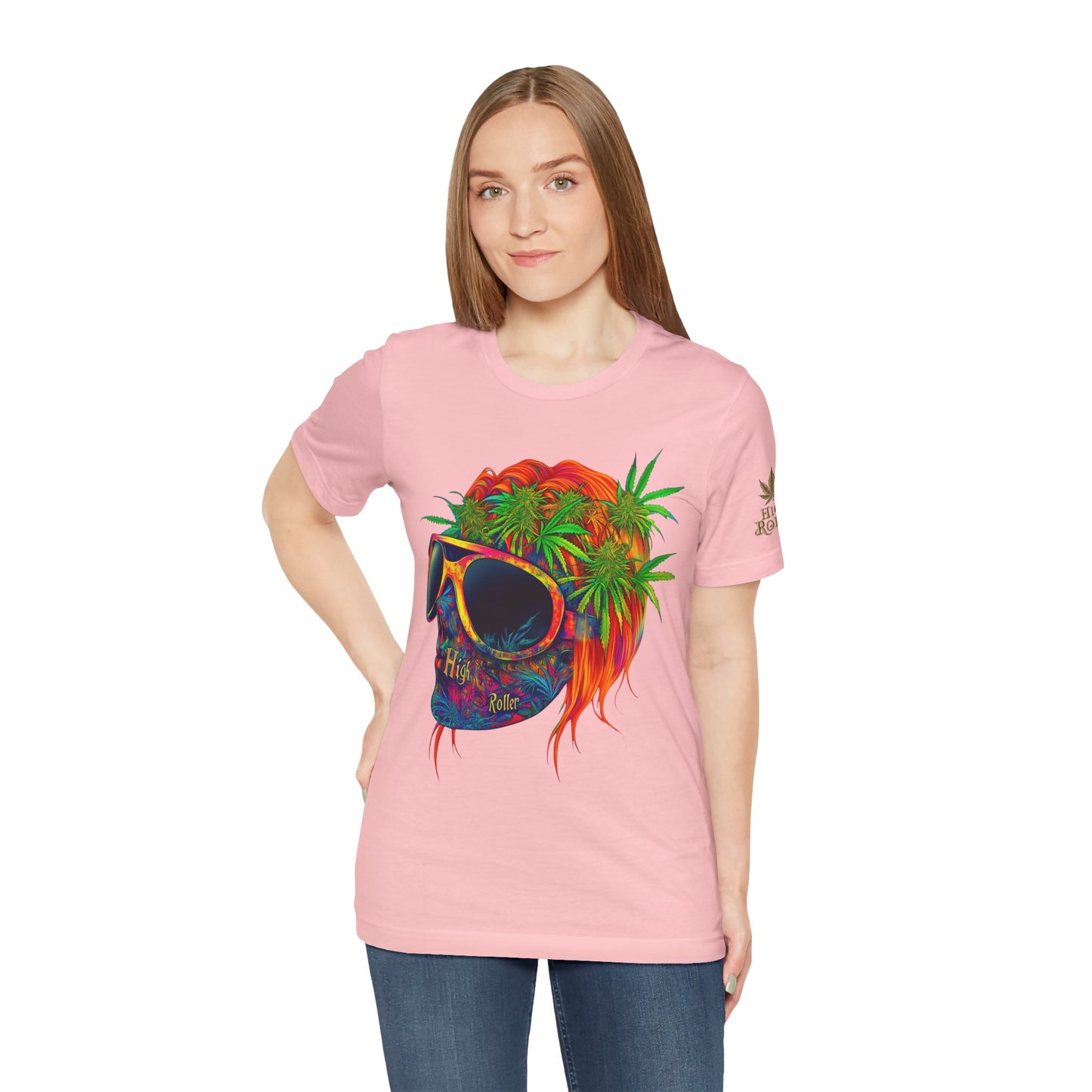 Tropical Cannabis Skull Tee - Paradise Vibes Art Design | High Roller