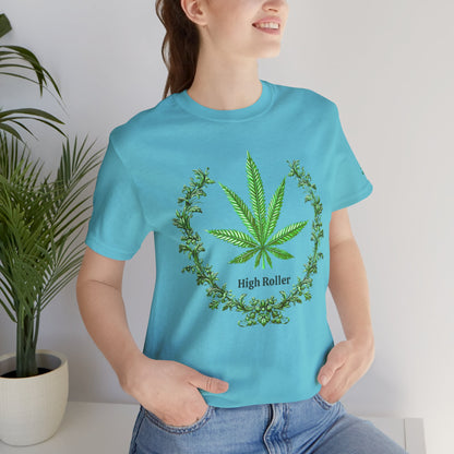 Cannabis Crest Wreath Tee - Botanical Elegance Art Design | High Roller