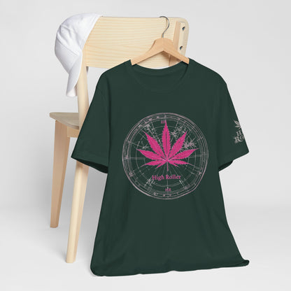 True North Tee - Premium Airlume Cotton Cannabis Culture Compass Navigation Art