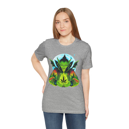 Mystic Dragon Guardian Cannabis Meditation T-Shirt - Premium Psychedelic 420 Apparel
