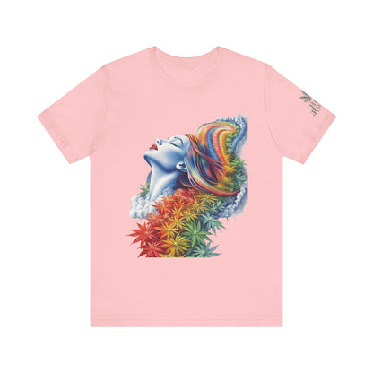 Rainbow Bloom Tee - Premium Airlume Cotton Cannabis Culture Spectrum Goddess Art