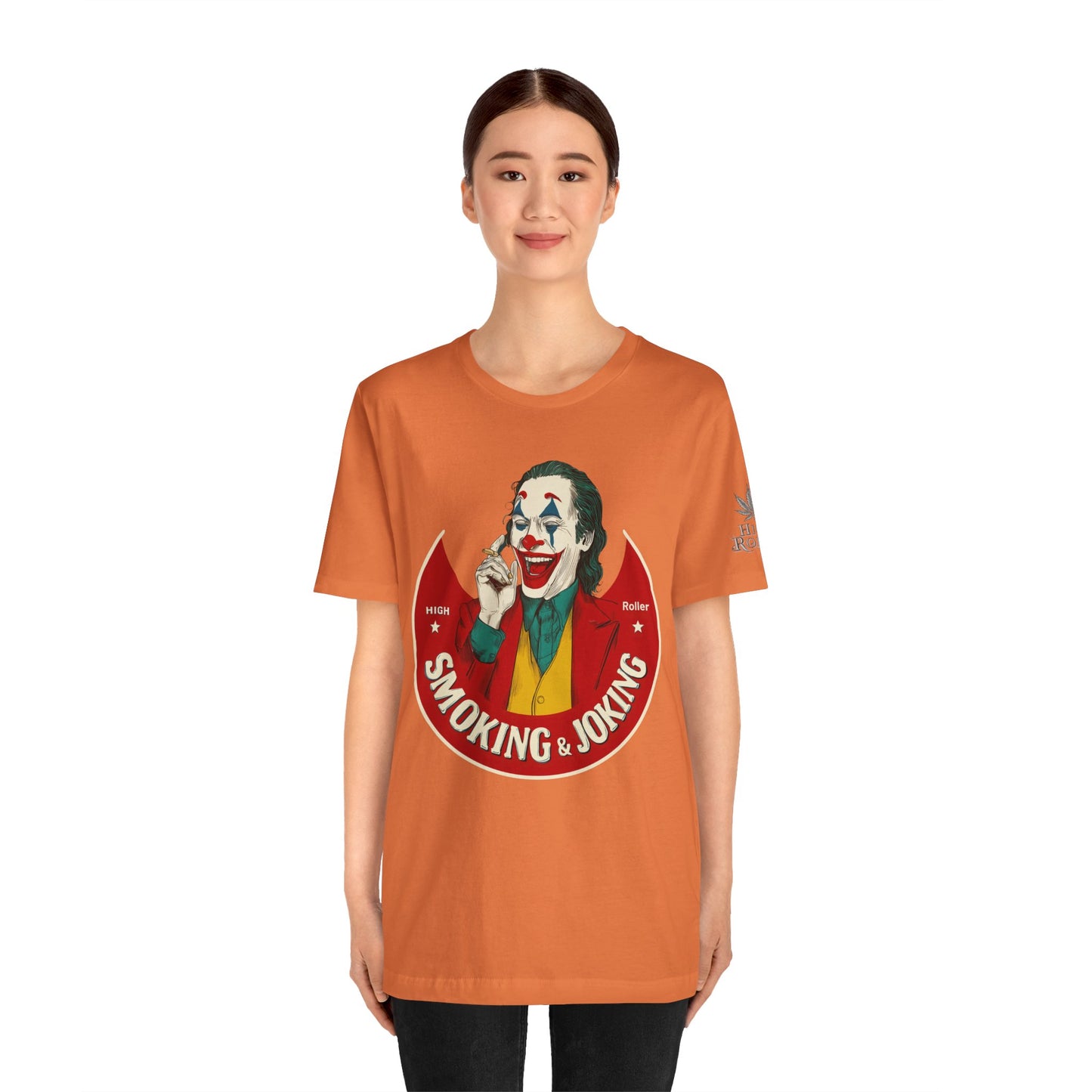 High Roller Villain T-Shirt - Premium Airlume Cotton Cannabis Joker Badge Art Tee