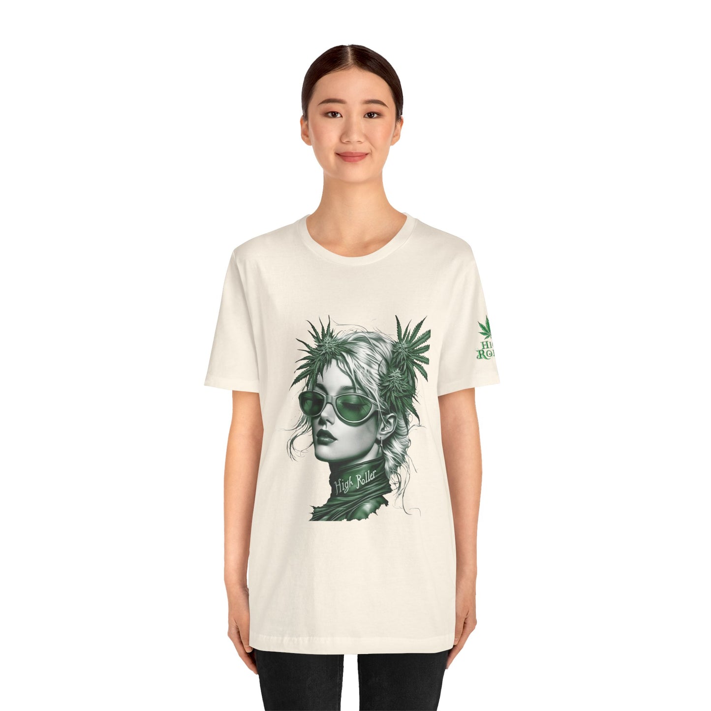 Green Queen T-Shirt - Premium Airlume Cotton Cannabis Crown Portrait Art Tee