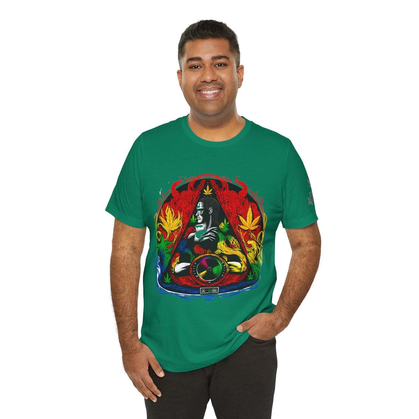 HIGH ROLLER Buddha Meditation Premium Cannabis Culture T-Shirt - Enlightenment Meets Electronic Music Luxury Streetwear