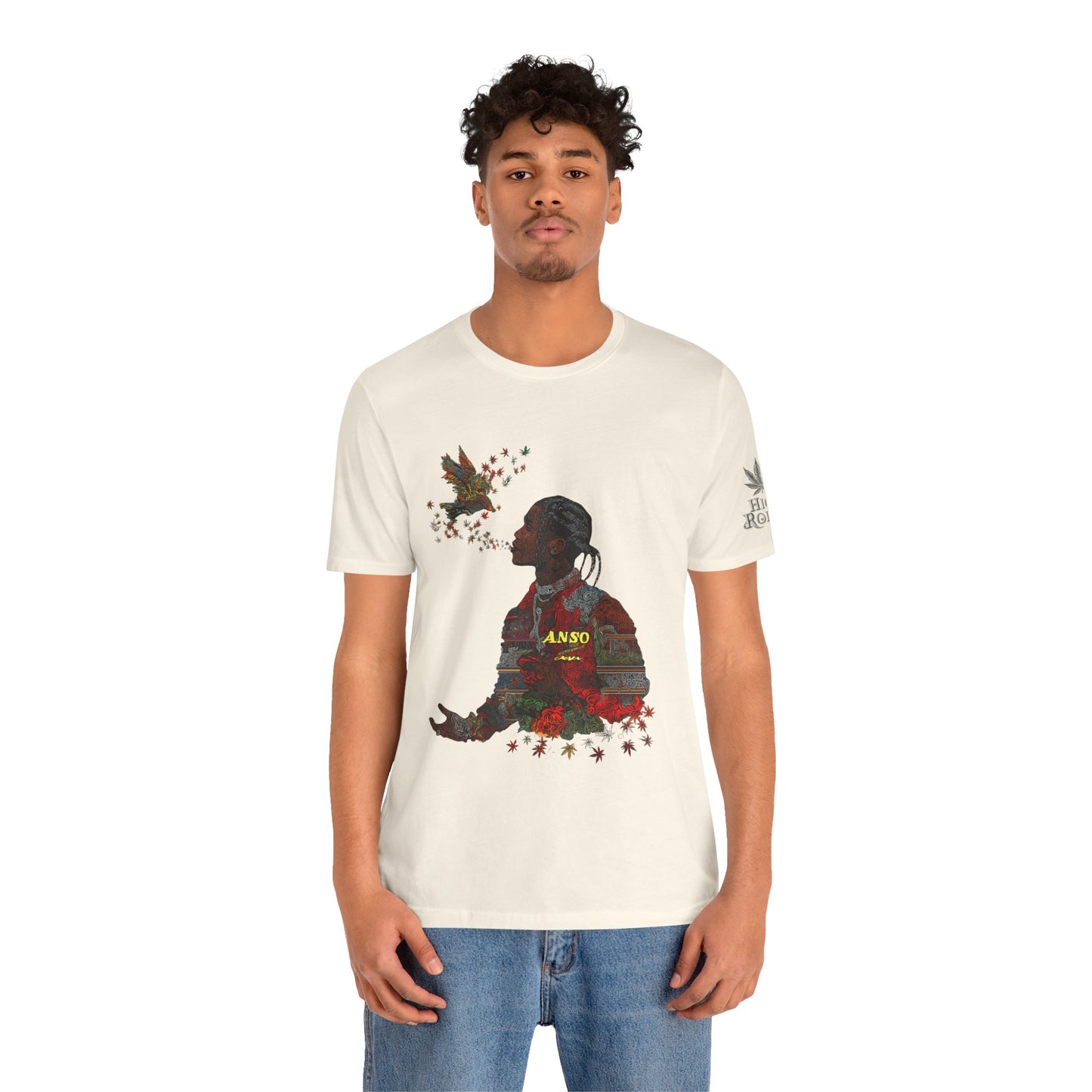 High Roller ANSO Freedom Eagle Cannabis T-Shirt - Premium 420 Artistic Double Exposure Urban Culture Liberation Apparel