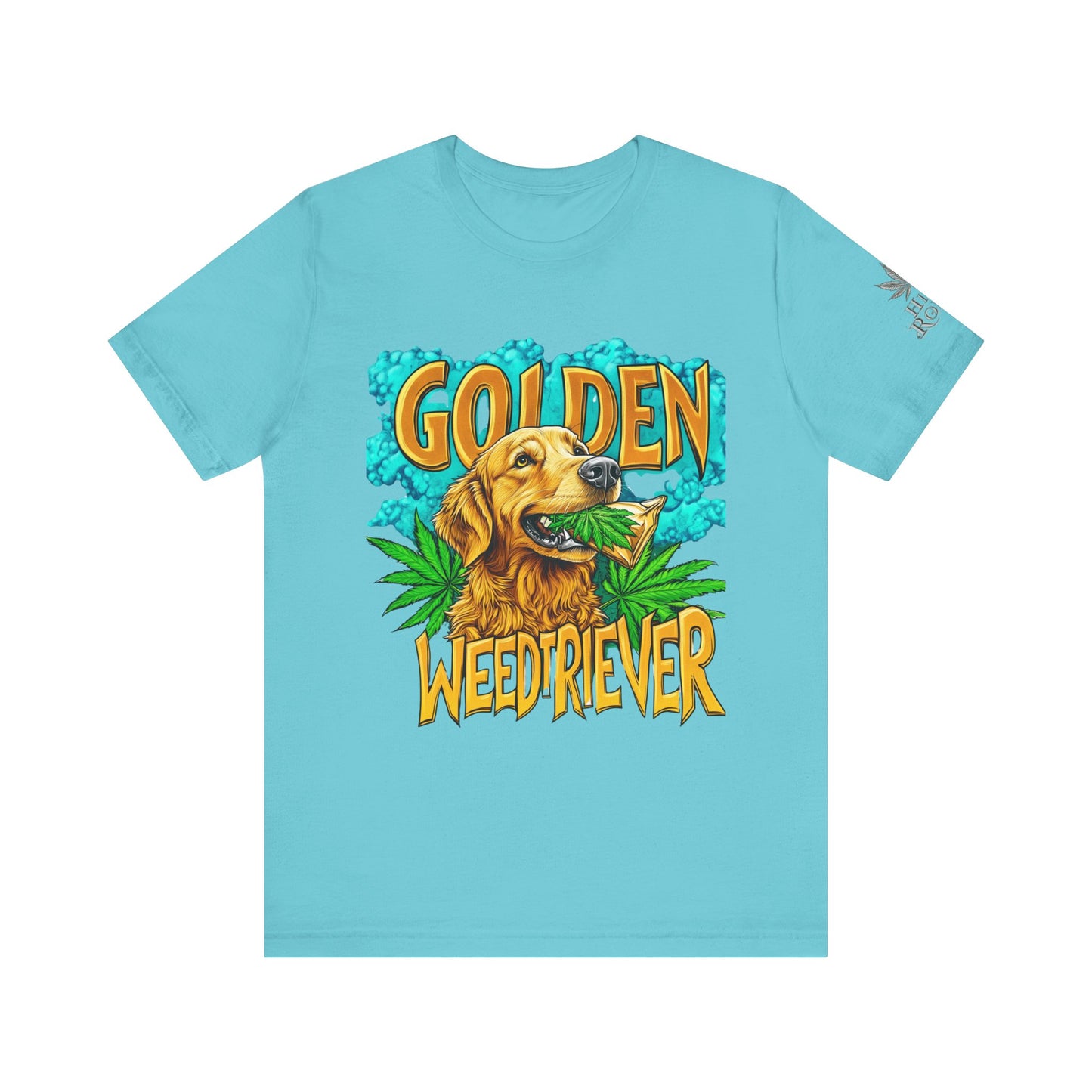 High Roller Golden Weedtriever Cannabis T-Shirt - Premium 420 Dog Lover Humor Golden Retriever Pun Comedy Pet Culture Apparel