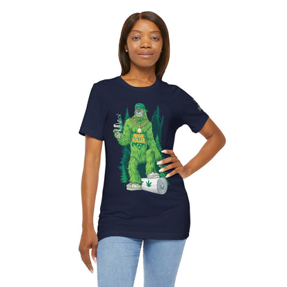 Bigfoot HIGH ROLLER Halloween Cannabis Forest T-Shirt - Premium Sasquatch Lifestyle Legend 420 Apparel