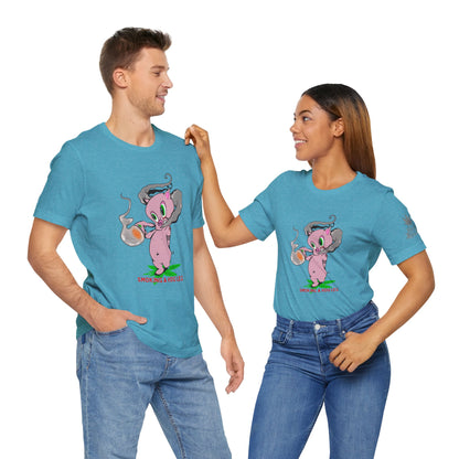 Smoking Hog Leg Pink Pig Tee - Premium Airlume Cotton Cannabis Culture Art