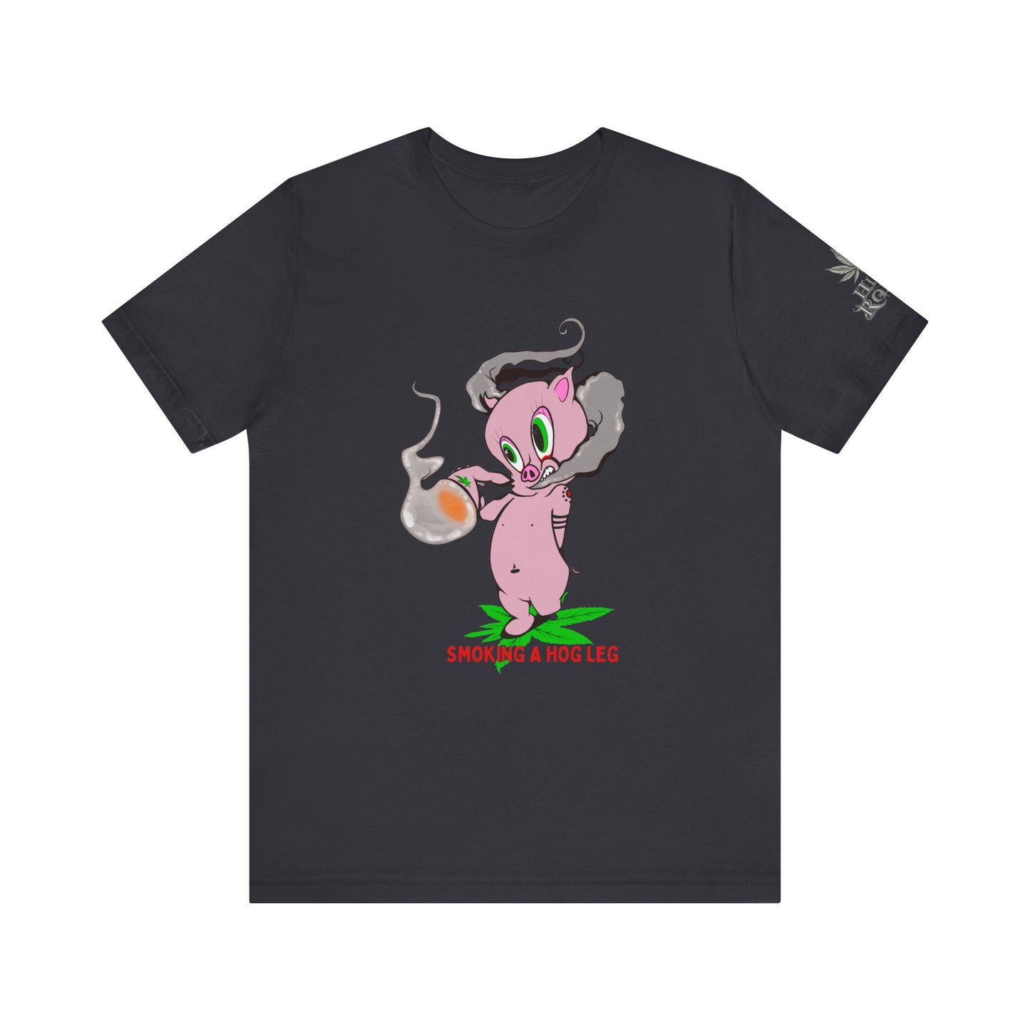 Smoking Hog Leg Pink Pig Tee - Premium Airlume Cotton Cannabis Culture Art