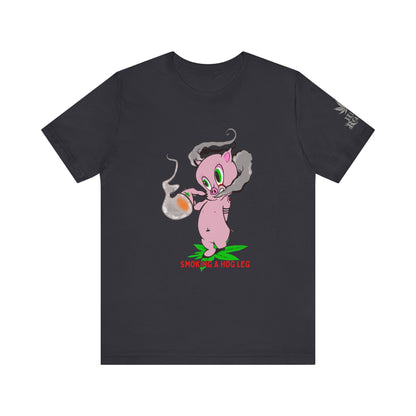 Smoking Hog Leg Pink Pig Tee - Premium Airlume Cotton Cannabis Culture Art