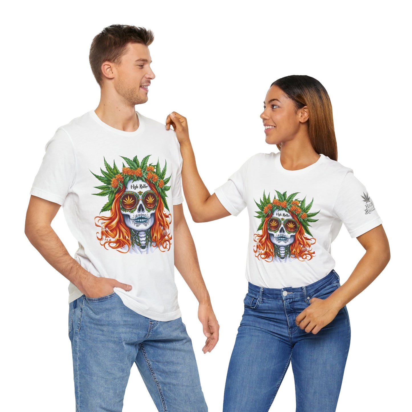 Sugar Skull Cannabis Tee - Day of Dead Art Design | High Roller