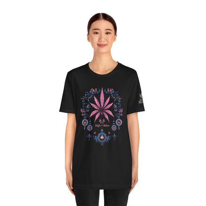Bohemian Cannabis Mandala Tee - Floral Folk Art Design | High Roller