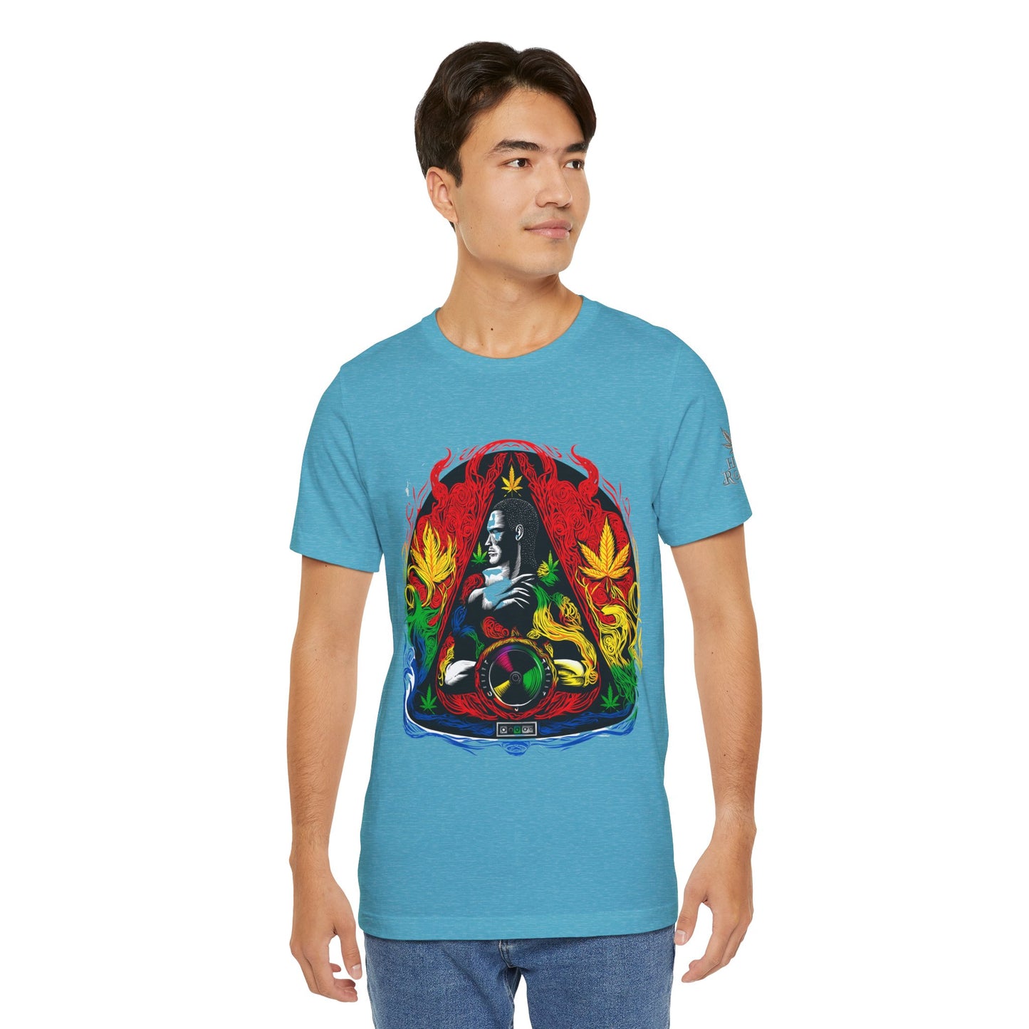 High Roller Sacred Buddha Cannabis T-Shirt - Premium 420 Spiritual Meditation Enlightenment Botanical Artistry Apparel