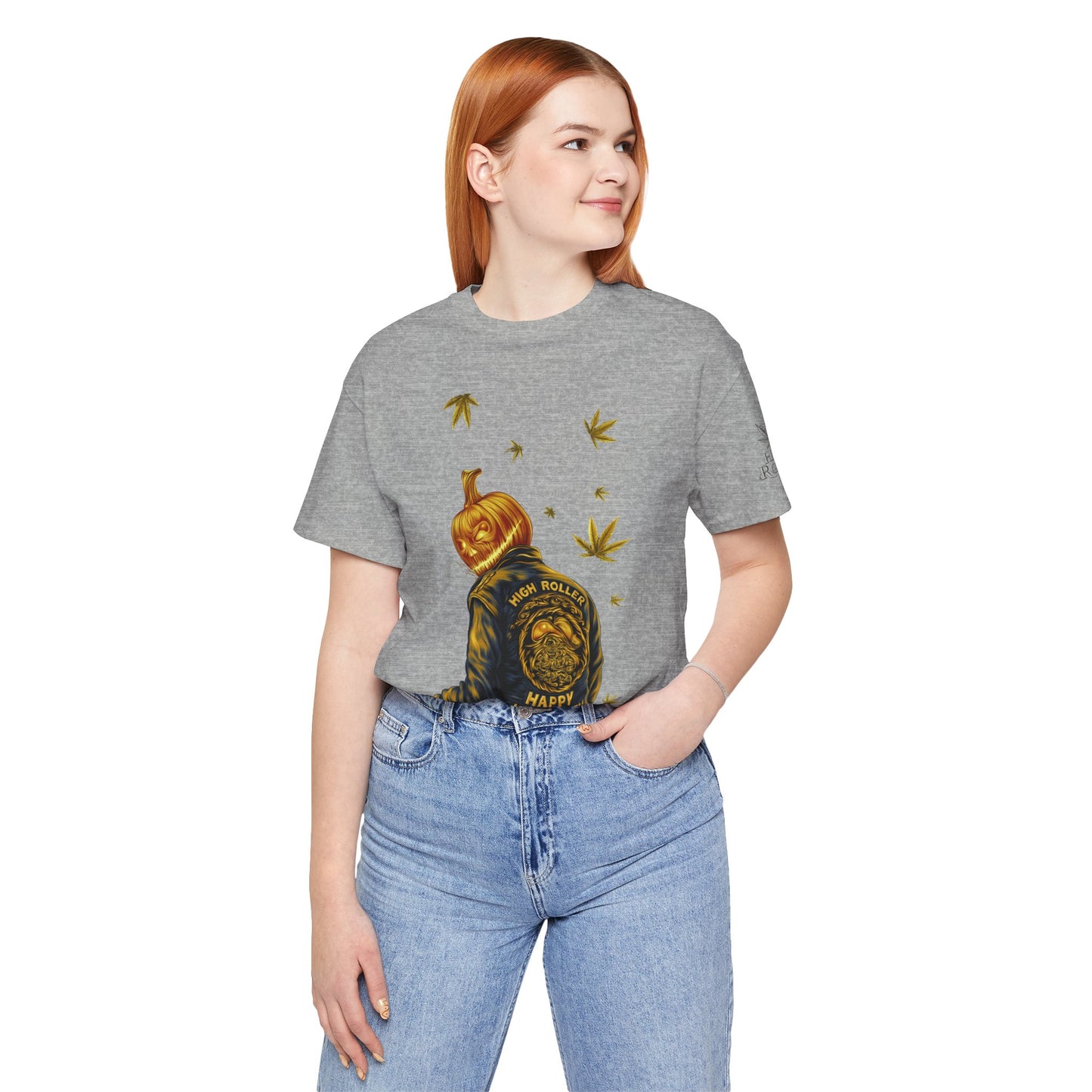 Pumpkin Head HIGH ROLLER Halloween T-Shirt - Premium Cannabis Culture Apparel