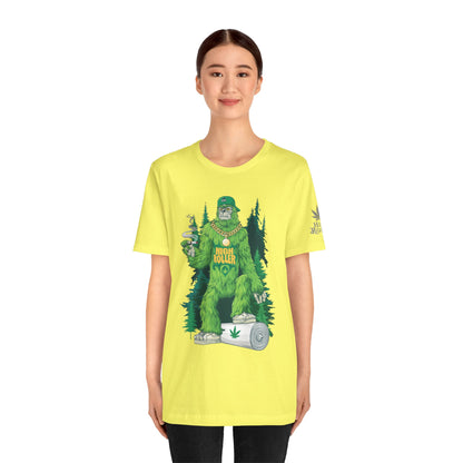 Bigfoot HIGH ROLLER Halloween Cannabis Forest T-Shirt - Premium Sasquatch Lifestyle Legend 420 Apparel