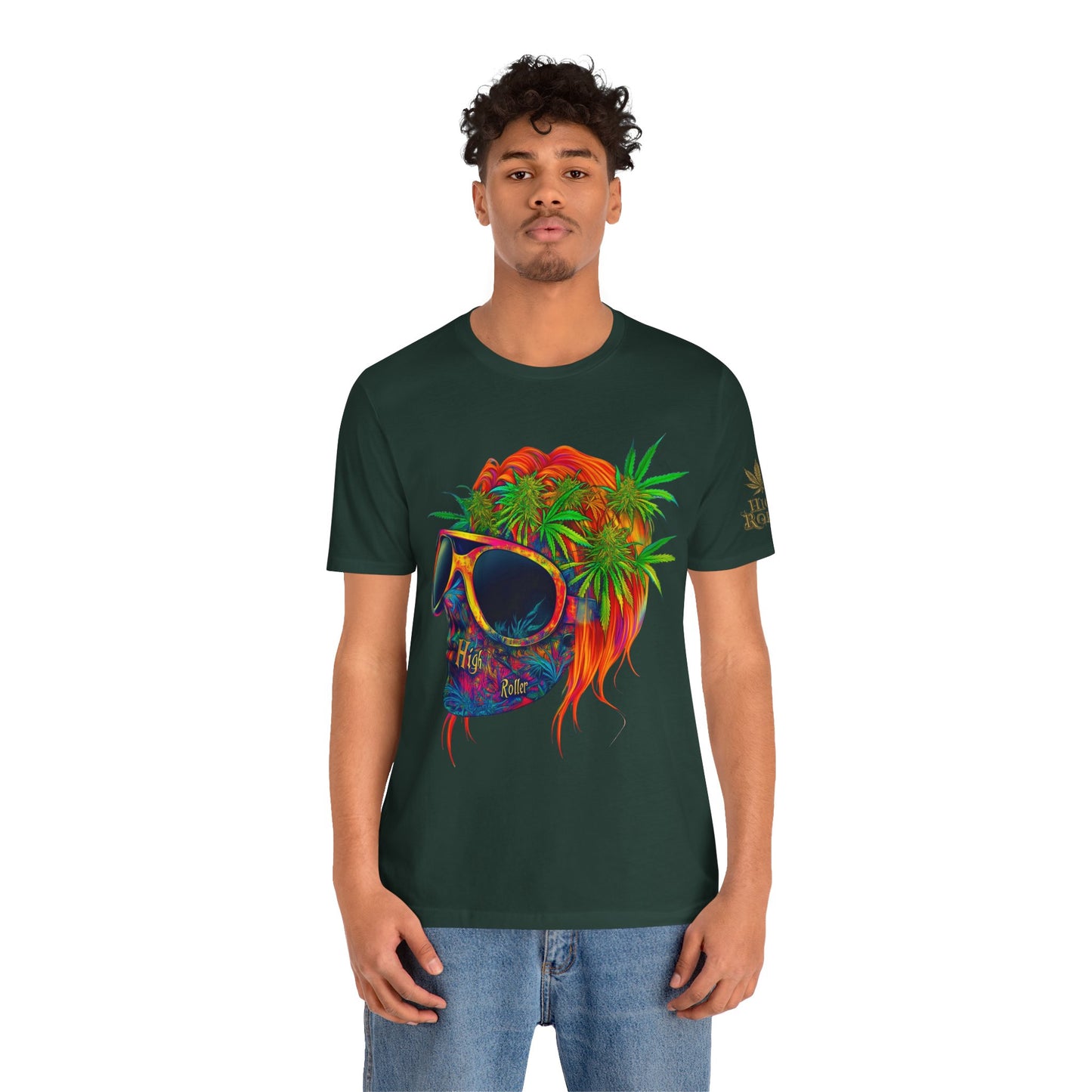 Tropical Cannabis Skull Tee - Paradise Vibes Art Design | High Roller