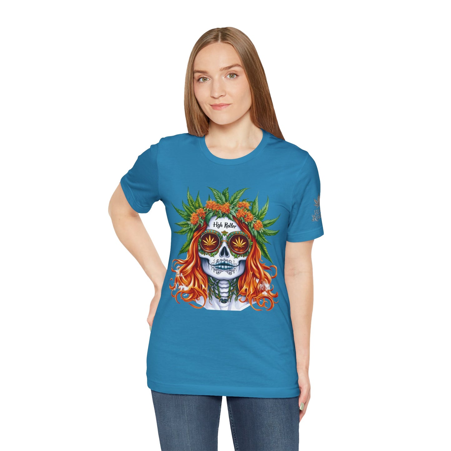 Sugar Skull Cannabis Tee - Day of Dead Art Design | High Roller