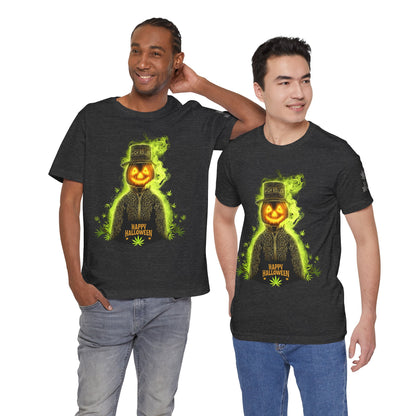 Spectral Pumpkin HIGH ROLLER Halloween T-Shirt - Premium Dark Cannabis Apparel