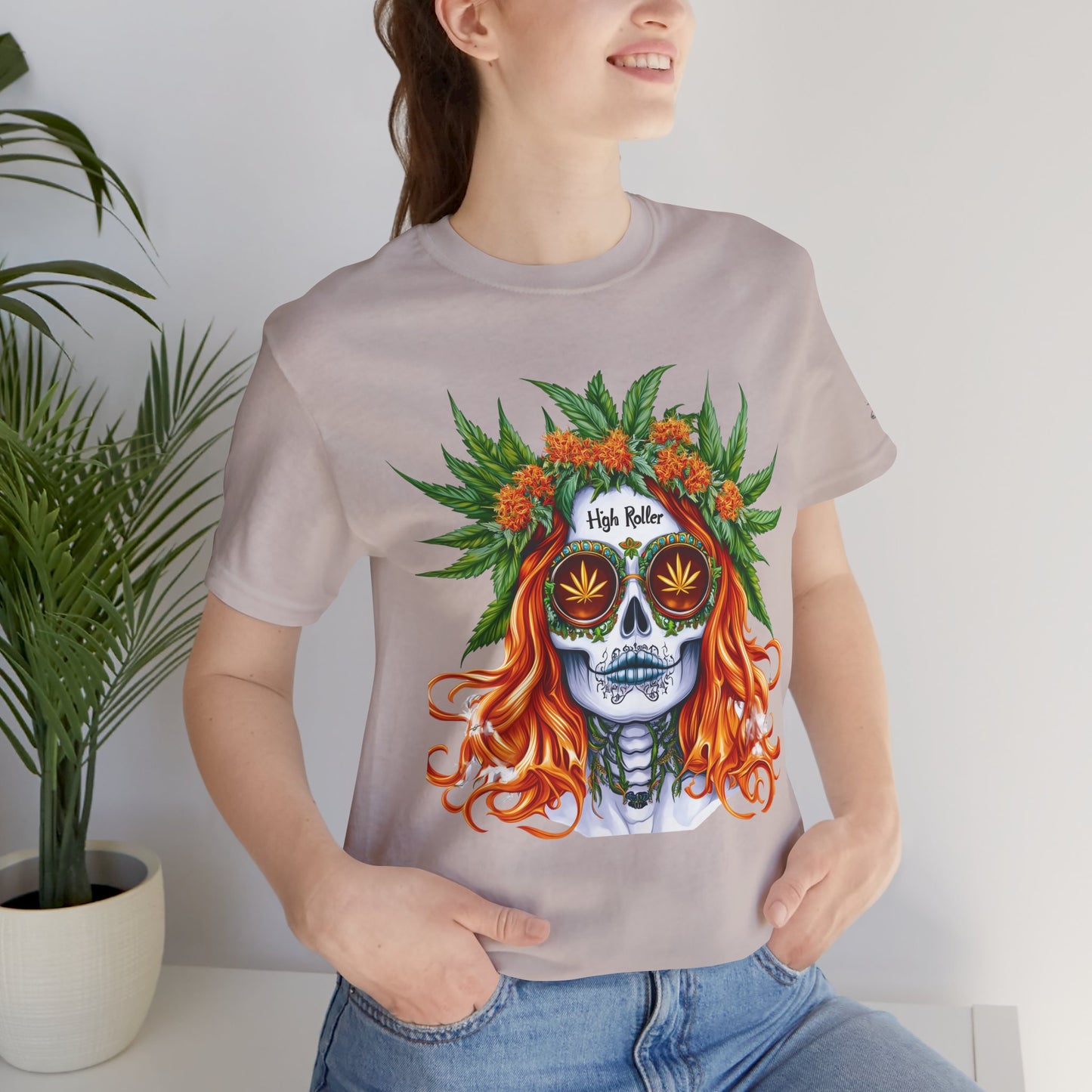 Sugar Skull Goddess Tee - Premium Airlume Cotton Cannabis Culture Day of Dead Art