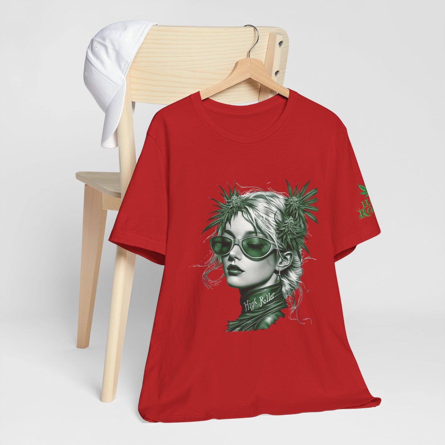 Green Queen T-Shirt - Premium Airlume Cotton Cannabis Crown Portrait Art Tee