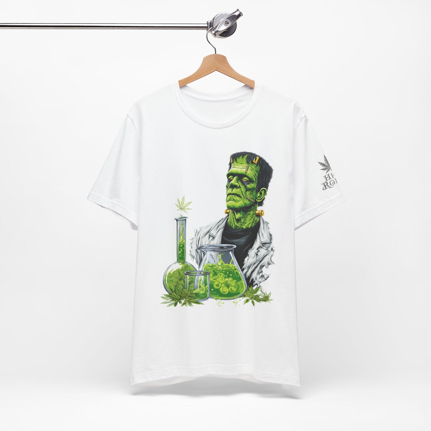 Frankenstein's Laboratory HIGH ROLLER Halloween Cannabis T-Shirt - Premium Monster Scientist 420 Experiment Apparel
