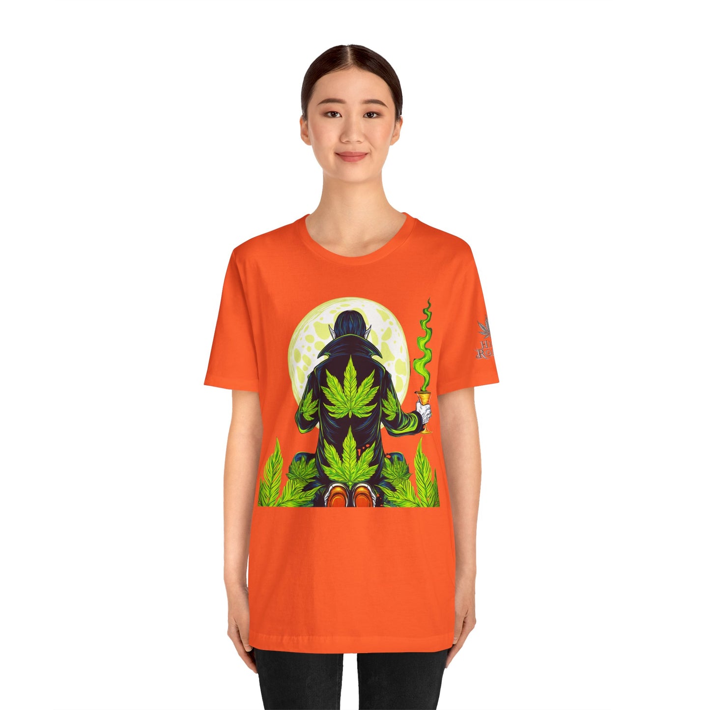 Luxury Gothic Cannabis Vampire T-Shirt - Premium Dark HIGH ROLLER Streetwear - Elevated Nocturnal 420 Fashion