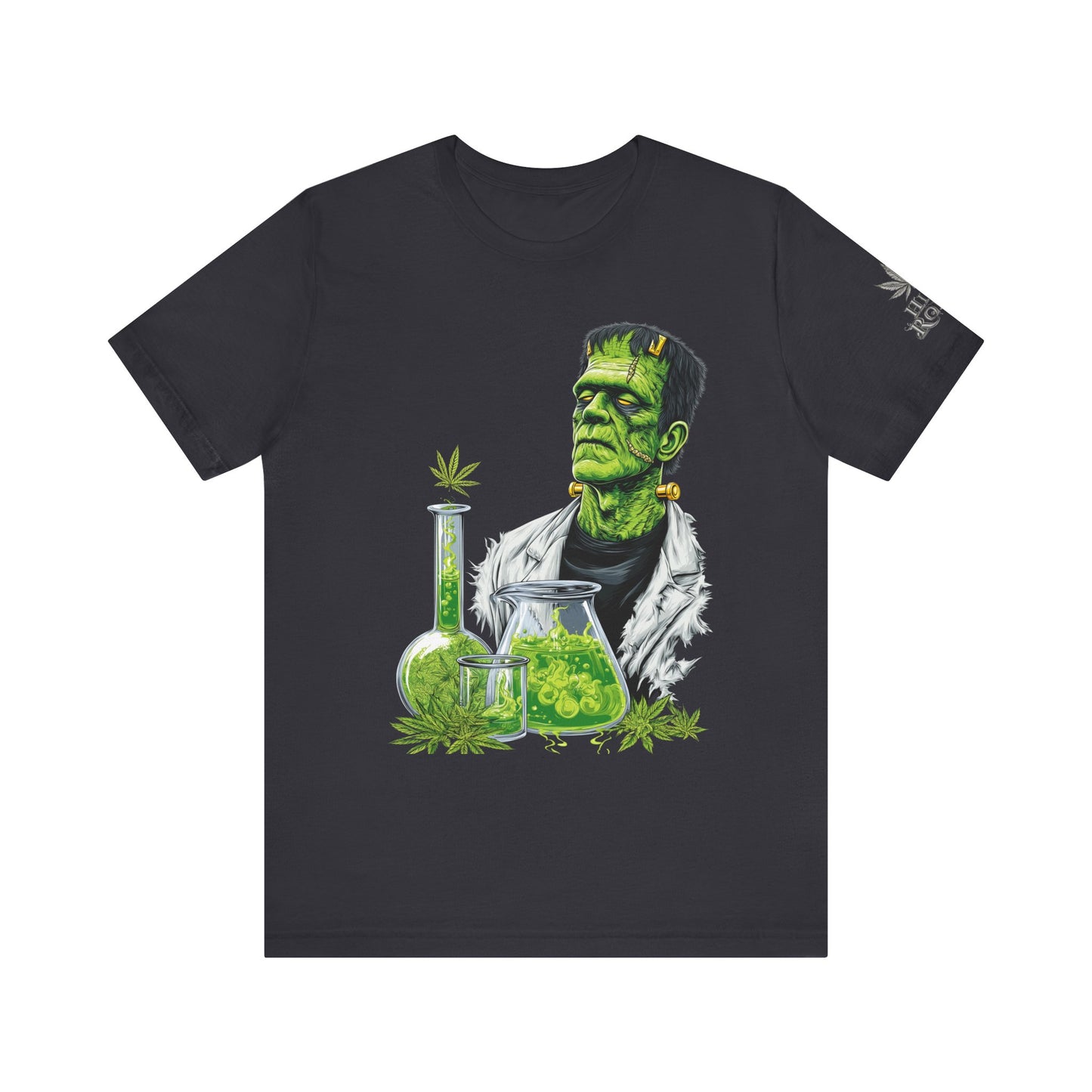 Frankenstein's Laboratory HIGH ROLLER Halloween Cannabis T-Shirt - Premium Monster Scientist 420 Experiment Apparel