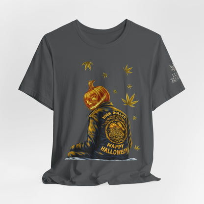 Pumpkin Head HIGH ROLLER Halloween T-Shirt - Premium Cannabis Culture Apparel
