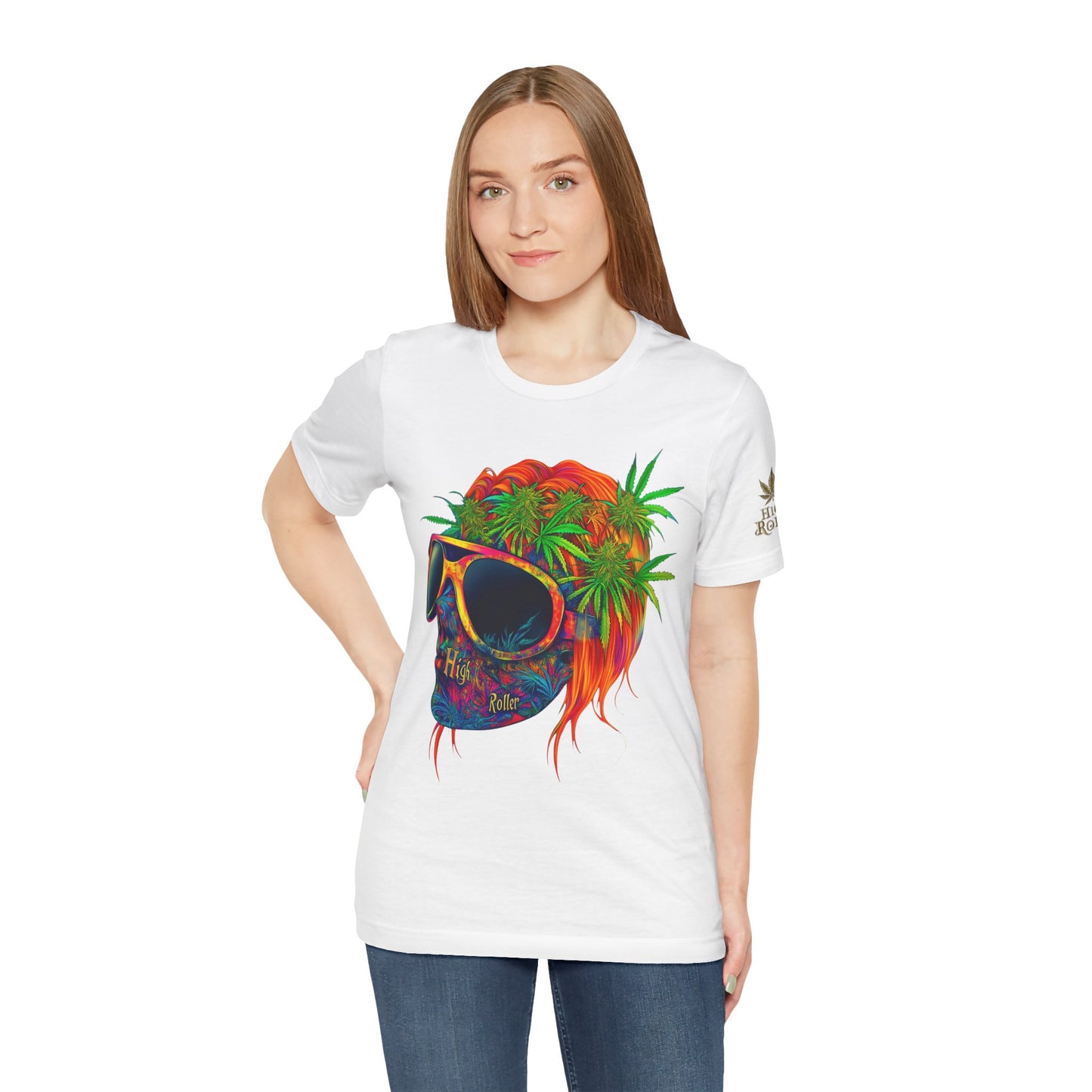 Tropical Cannabis Skull Tee - Paradise Vibes Art Design | High Roller
