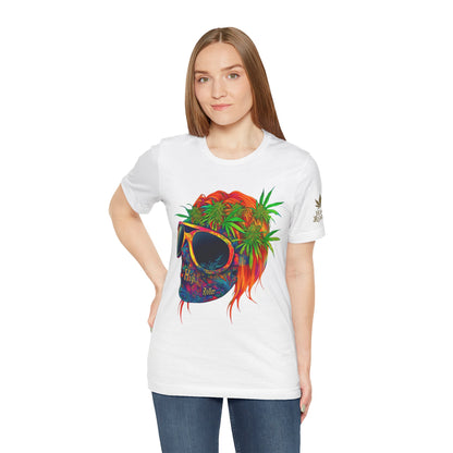 Tropical Cannabis Skull Tee - Paradise Vibes Art Design | High Roller