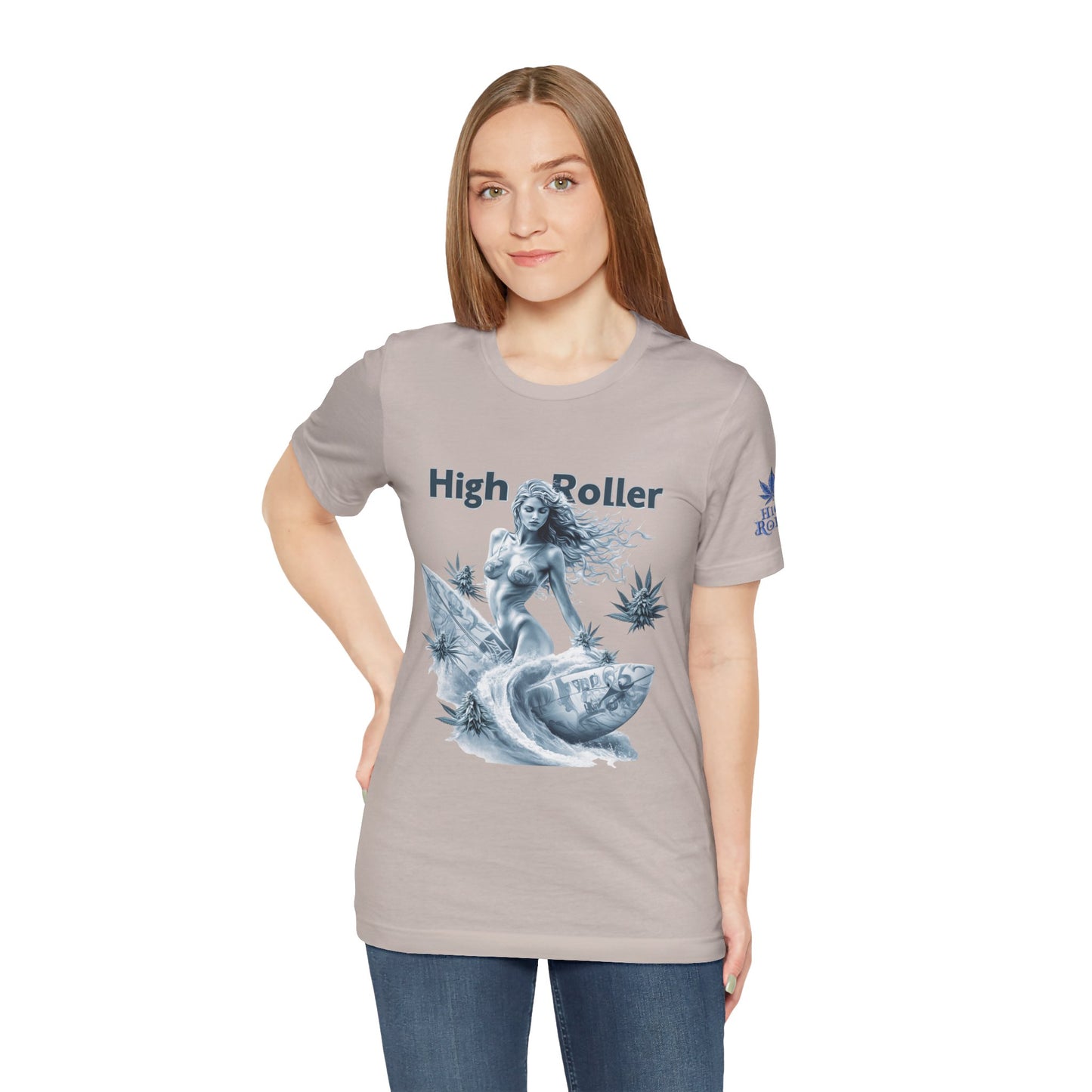 Chrome Wave Goddess Tee - Premium Airlume Cotton Cannabis Culture Surf Art