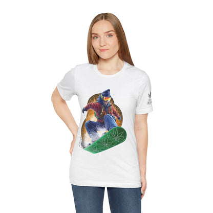 High Roller Snowboard Cannabis T-Shirt - Premium 420 Winter Sports Action Shred Mountain Lifestyle Apparel