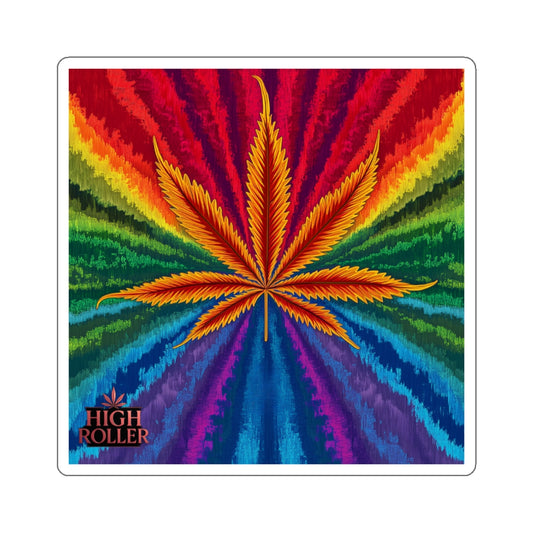 Psychedelic Rainbow Cannabis Leaf Sticker | High Roller Spectrum Art | Premium Die-Cut Vinyl Decal