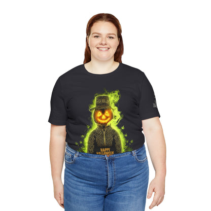 Spectral Pumpkin HIGH ROLLER Halloween T-Shirt - Premium Dark Cannabis Apparel