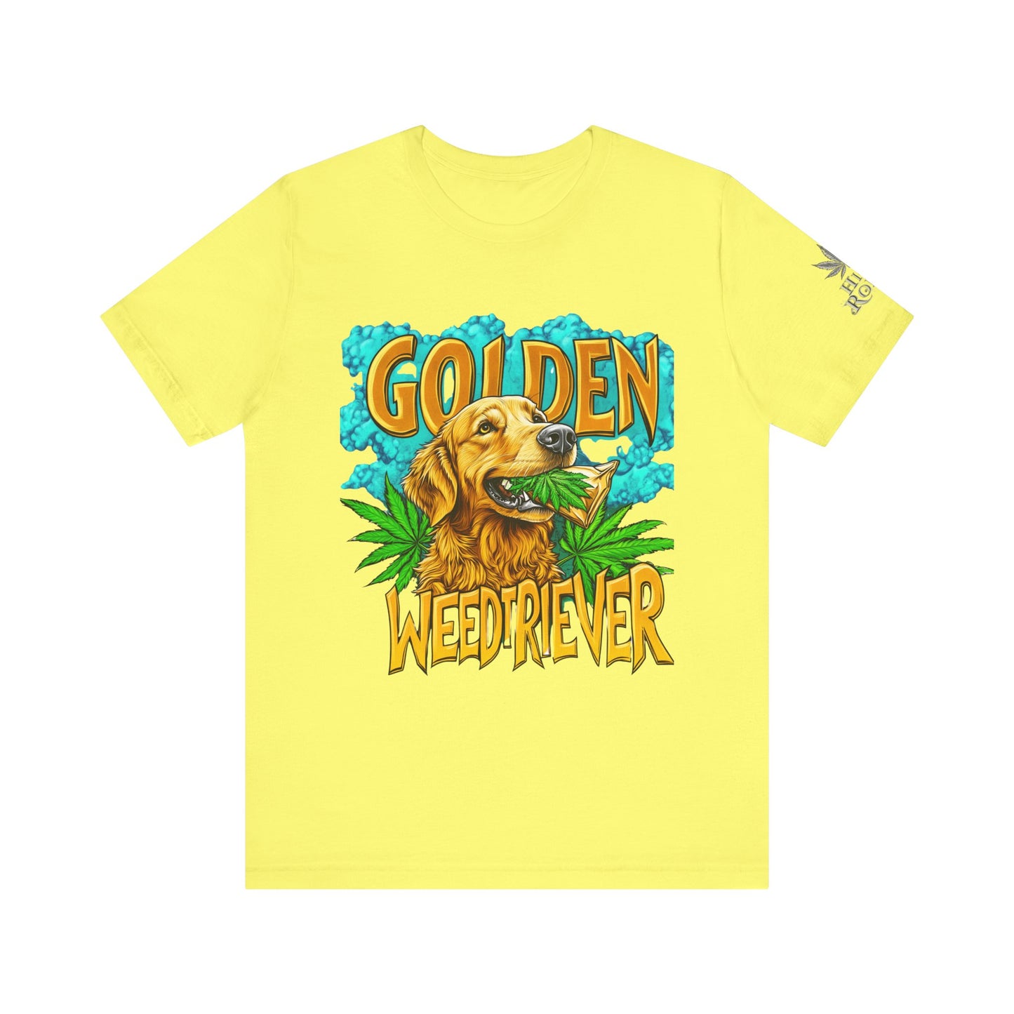 High Roller Golden Weedtriever Cannabis T-Shirt - Premium 420 Dog Lover Humor Golden Retriever Pun Comedy Pet Culture Apparel