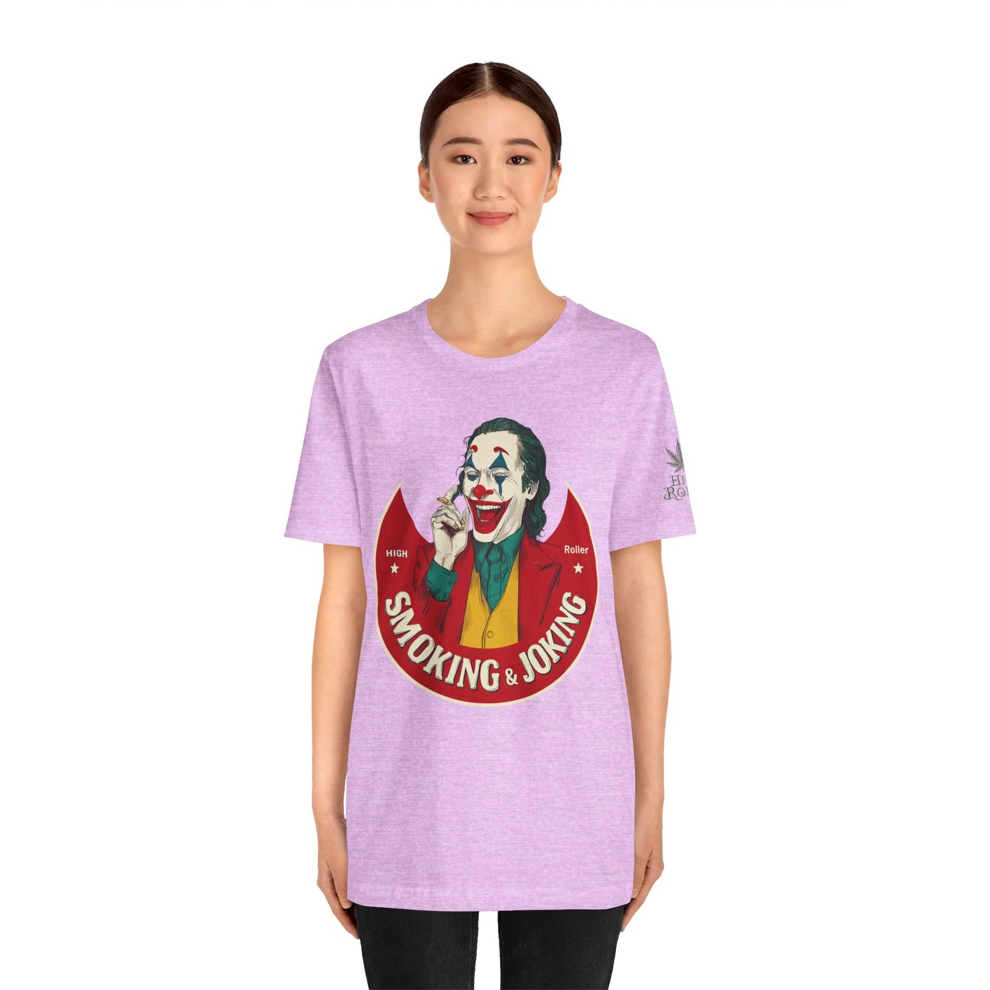 High Roller Villain T-Shirt - Premium Airlume Cotton Cannabis Joker Badge Art Tee