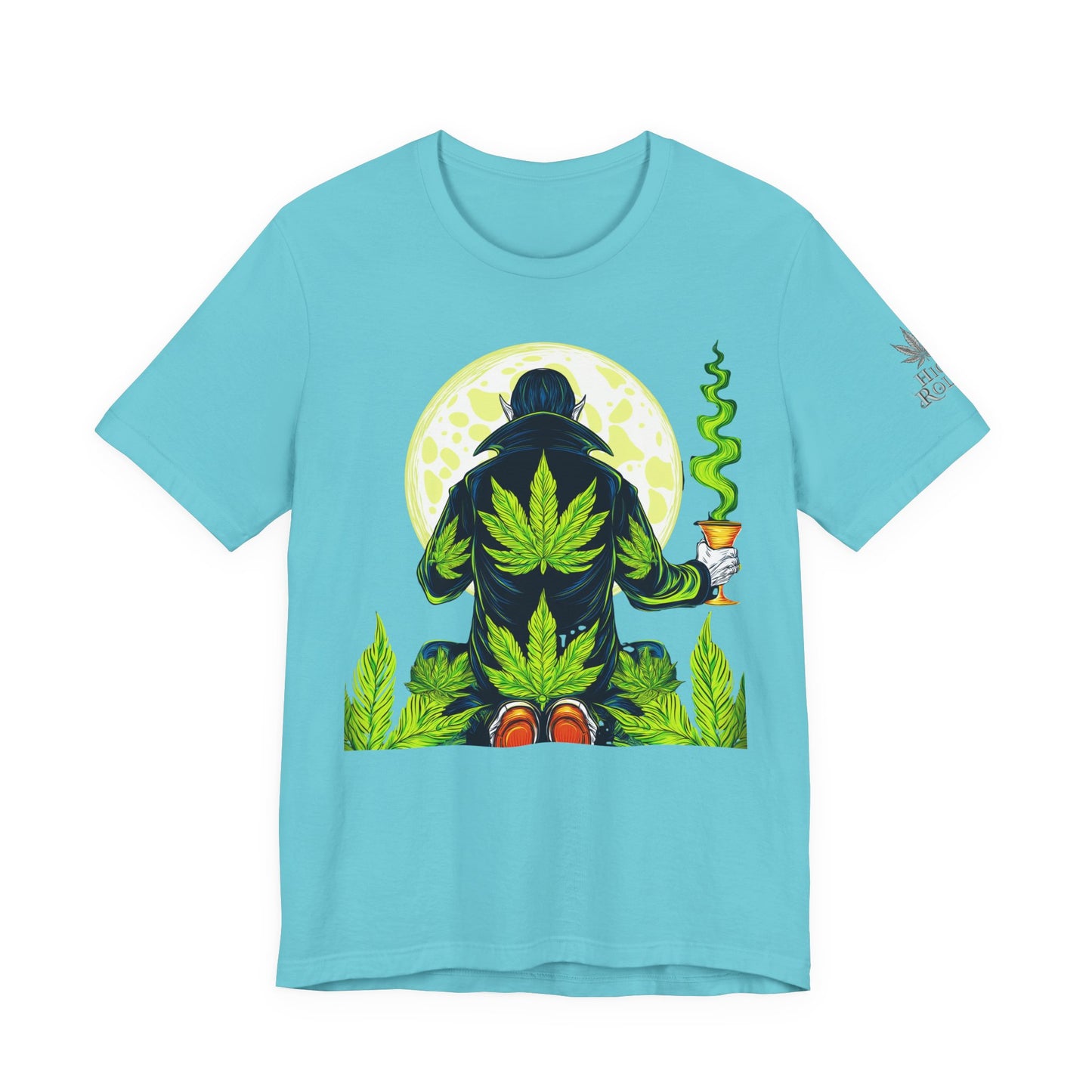 Luxury Gothic Cannabis Vampire T-Shirt - Premium Dark HIGH ROLLER Streetwear - Elevated Nocturnal 420 Fashion