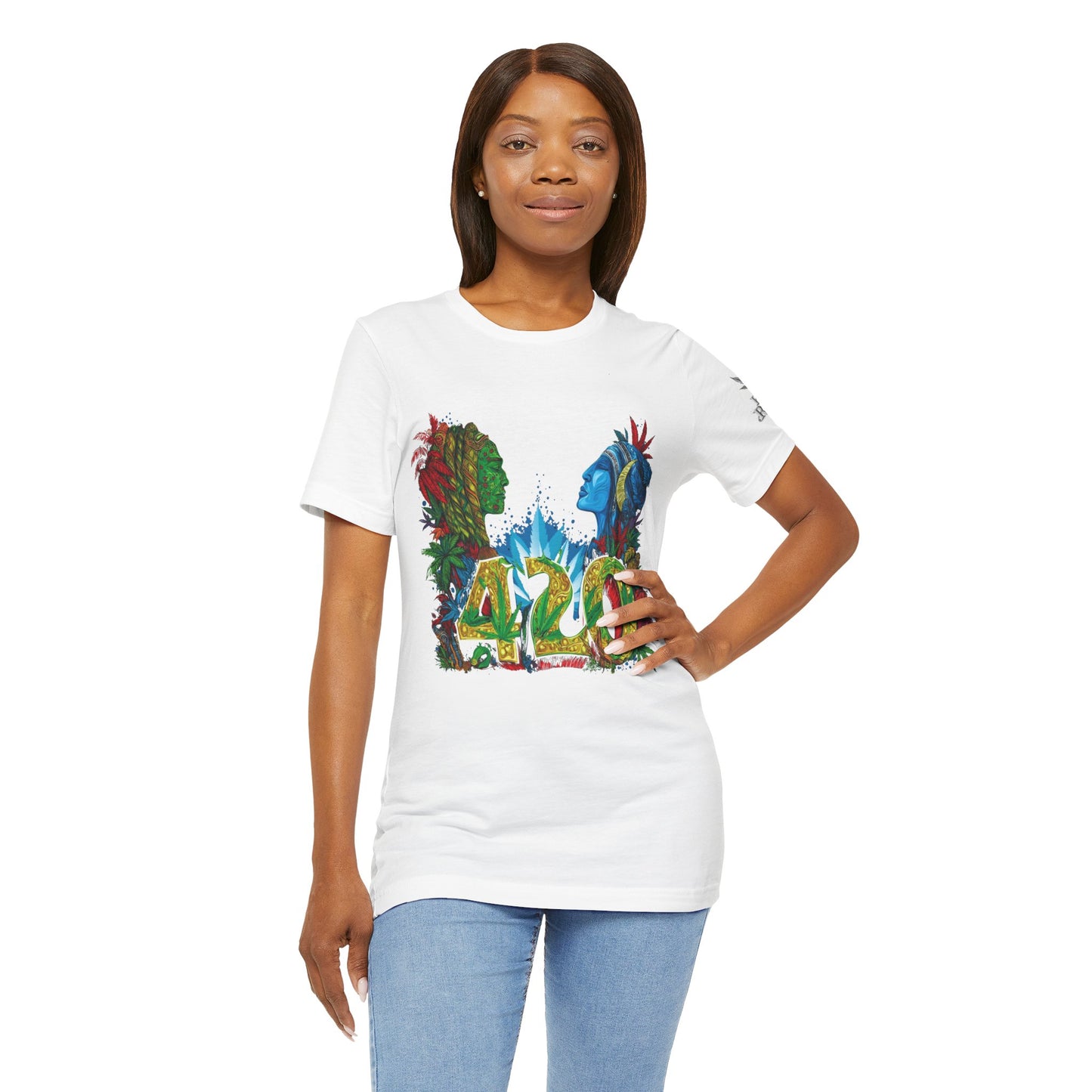 420 Celebration Premium Cannabis Culture T-Shirt - Dual Profile Art With Nature Elements And Bold 420 Typography