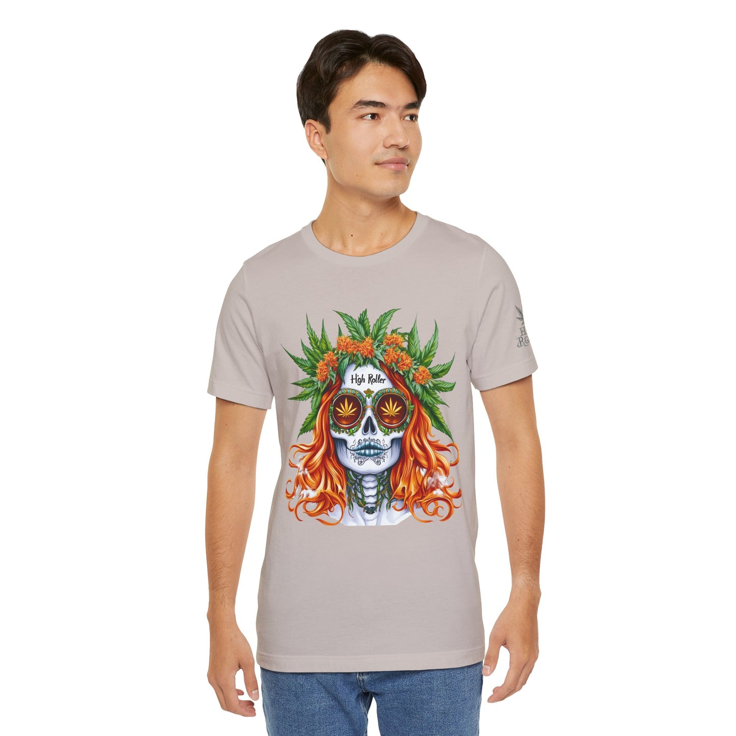 Sugar Skull Cannabis Tee - Day of Dead Art Design | High Roller
